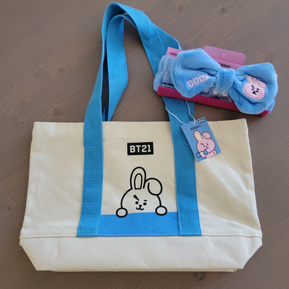 BT21 Cooky Tote Bag and Headband Set